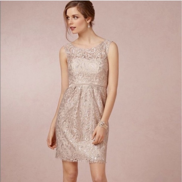 Jenny Yoo Collection Harlow Dress Lace Sweetheart Mini Cream Metallic Sz 4 - Picture 3 of 13